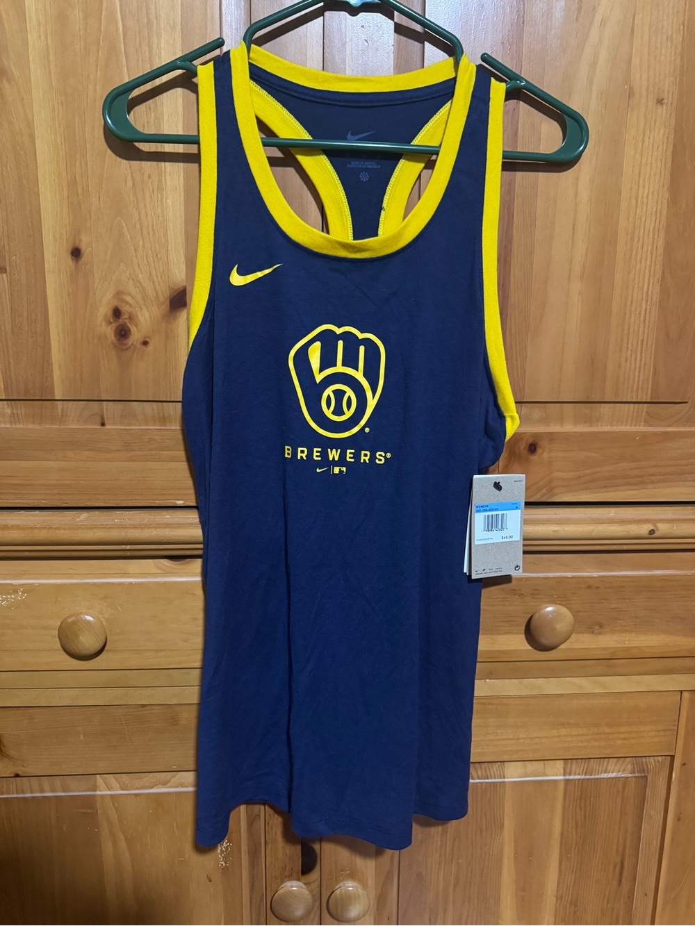 Nike Milwaukee Brewers Navy & Yellow Women's Tank Top
